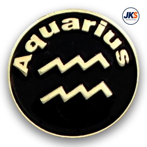 Aquarius Pin Badge (Gold Coloured Metal)