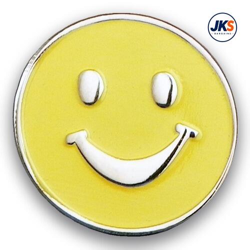 20 x 19mm Nickel Plated Yellow Smile Face Pin Badges
