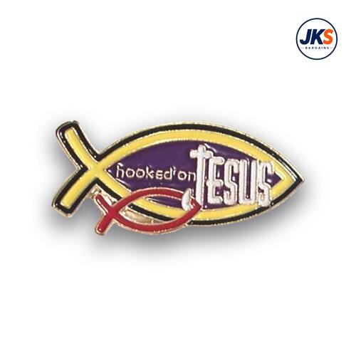 Hooked on Jesus Pin Badge