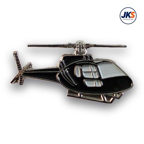 Black Helicopter Pin Badge