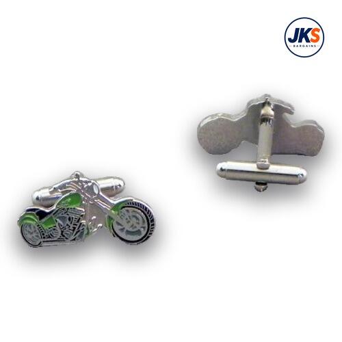 Green Chopper Style Motorbike Cufflinks