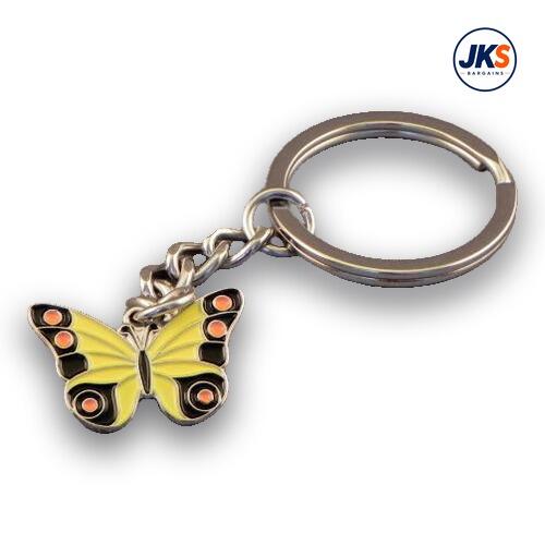 10 x Yellow Butterfly Keyrings