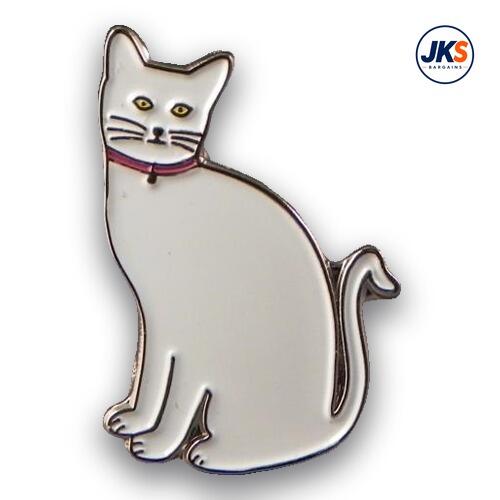 White Cat Pin Badge
