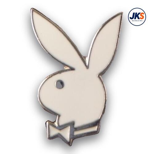 White Playboy Style Bunny Head Pin Badge