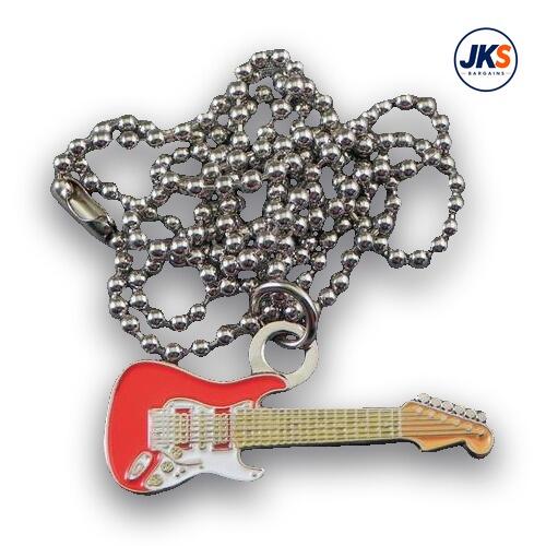 10 x Red Electric Guitar Pendant - Chains