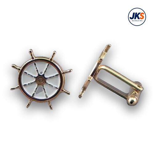 Gold Platted Ships Wheel Cufflinks