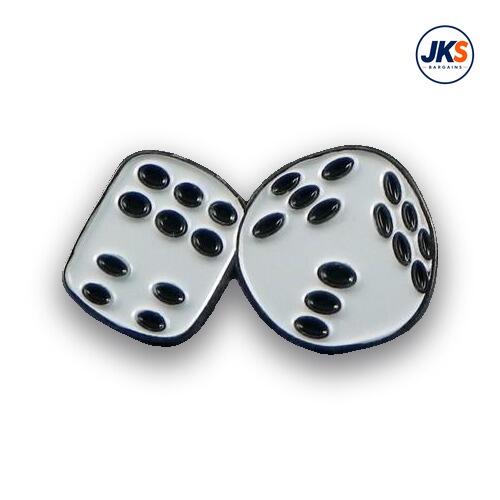 20 x White Dice Pin Badges