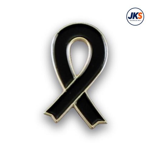 20 x Black Ribbon Pin Badges
