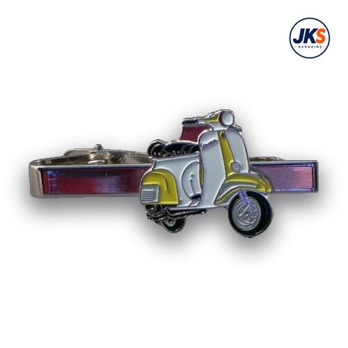 10 x Yellow + White Scooter (style 2) Tie Clips