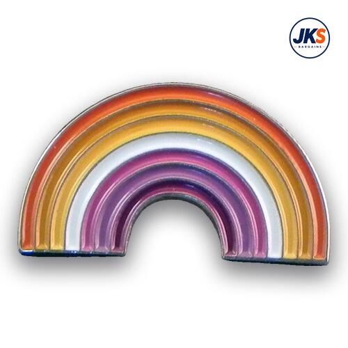 Rainbow in Sunset Lesbian Flag Colours Pin Badge