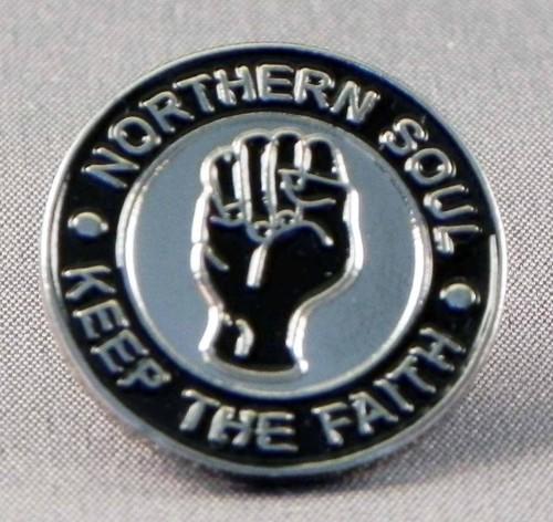Northern Soul Keep The Faith Silver Fist Pin Badge 