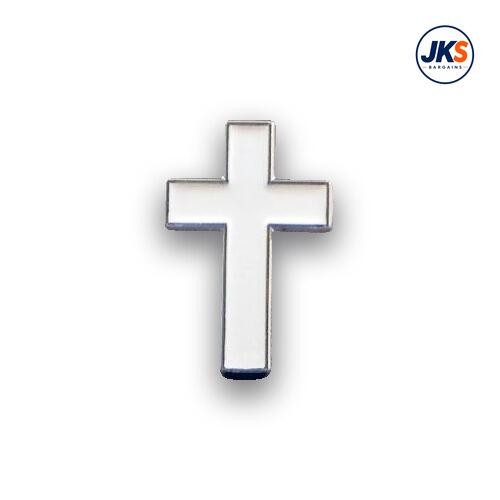 Small White Cross Pin Badge