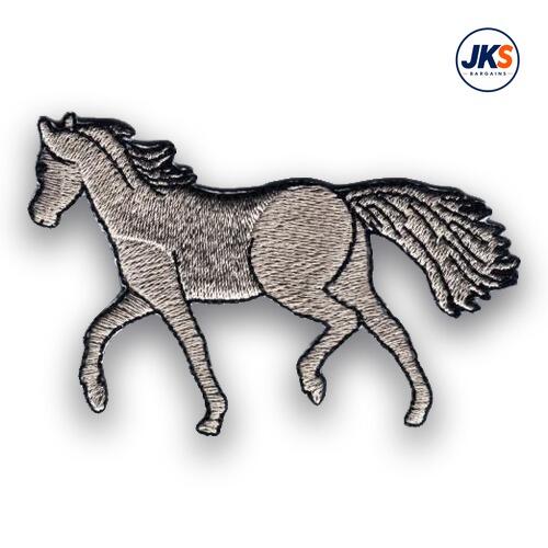 10 x Grey Horse Iron on Patch