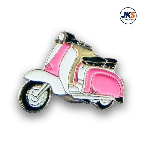 Pink + White Scooter Pin Badge