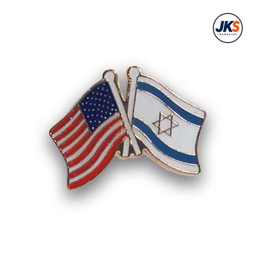 US And Israel Flags Pin Badge