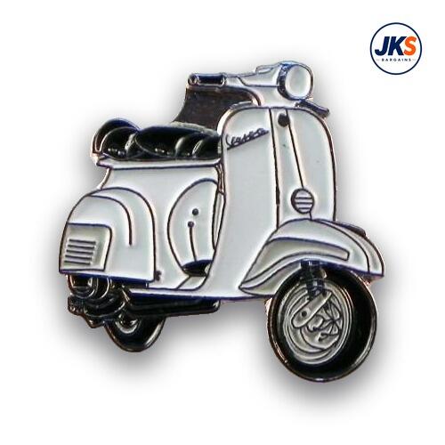 20 x White Scooter (Style 2) Pin Badges