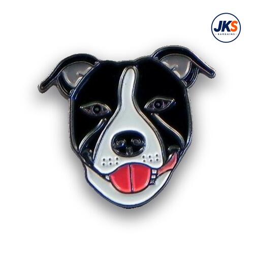 Staffie Dog Head Black Pin Badge