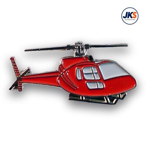 Red Helicopter Pin Badge