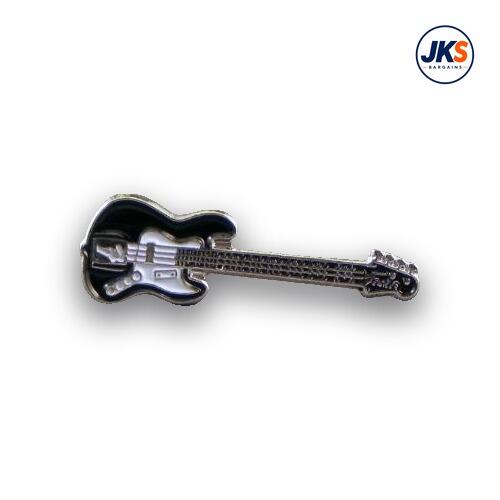 Black Electric Guitar Pin Badge