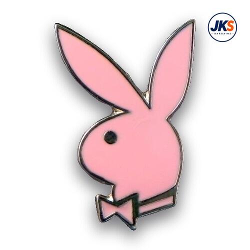 Pink Playboy Style Bunny Head Pin Badge