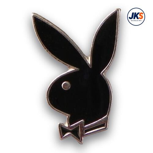 Black Playboy Style Bunny Head Pin Badge