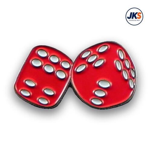 20 x Red Dice Pin Badges
