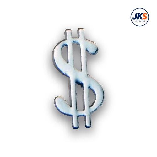 20 x Dollar Sign Chrome Pin Badges