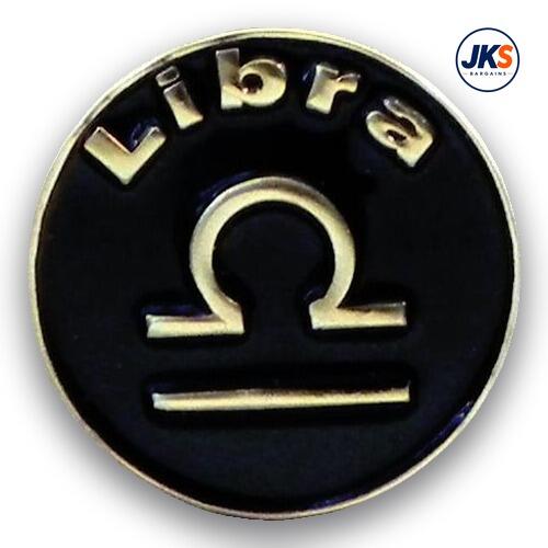Libra Pin Badge (Gold Coloured Metal)