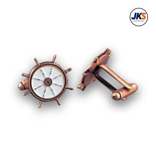Antique Copper Plated Ships Wheel Cufflinks