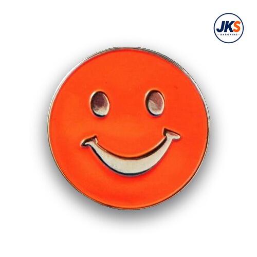 Orange Nickel Plated 25mm Smile Face Pin Badge