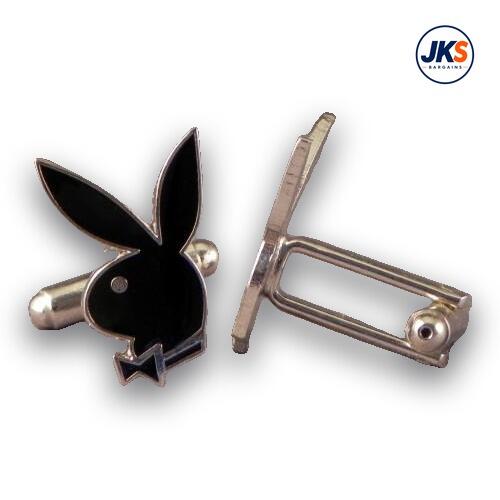 Playboy Style Black Bunny Head Cufflinks