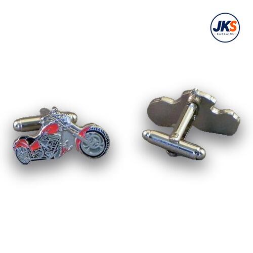 Red Chopper Style Motorbike Cufflinks