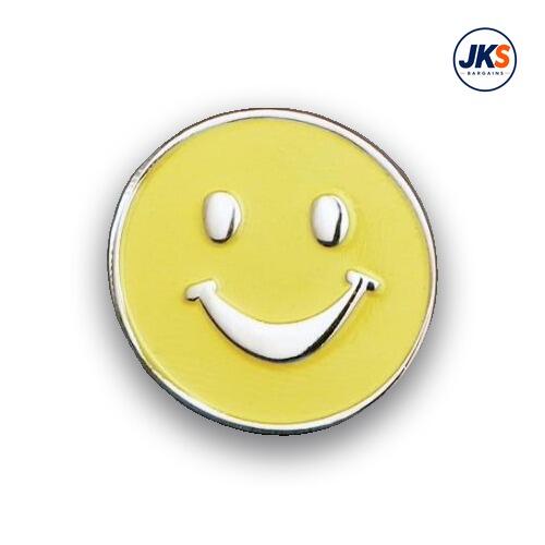 19mm Nickel Plated Yellow Smile Face Pin Badge