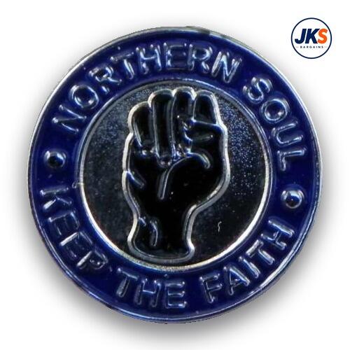 Northern Soul Keep The Faith Blue Pin Badge