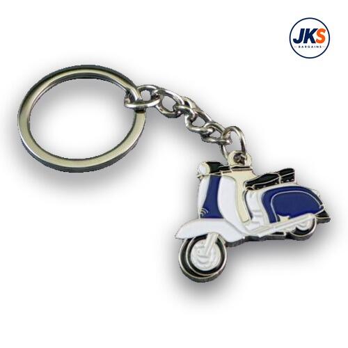 10 x Dark Blue + White Scooter Keyrings