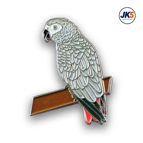 African Grey Parrot Pin Badge