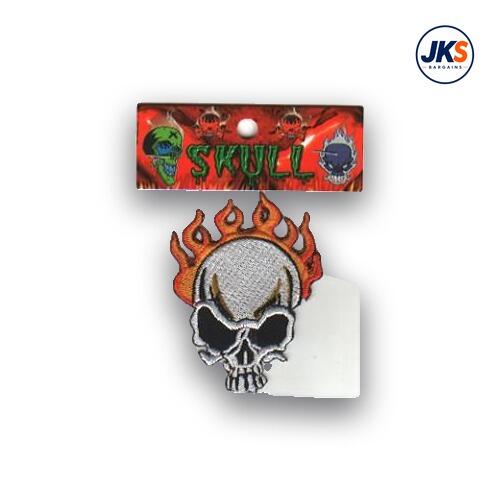Flaming Skull Style 1 Iron on Patch