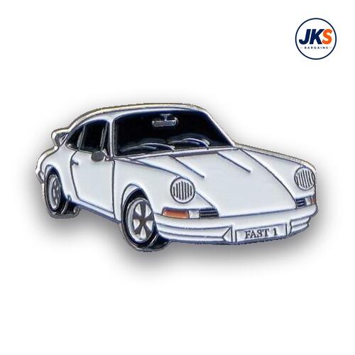 911 Style Car White Pin Badge