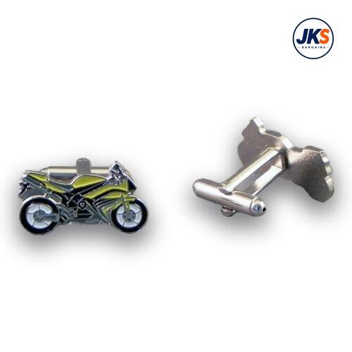 10 Pairs x Yellow Sports Motorbike Cufflinks