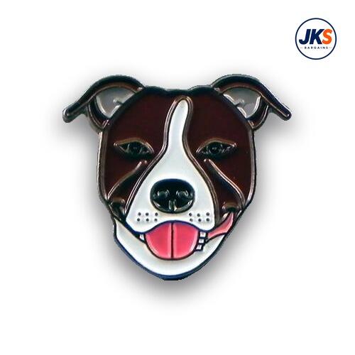 20 x Staffie Dog Head Dark Brown Pin Badges