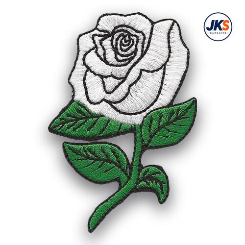 White Rose Iron on Patch
