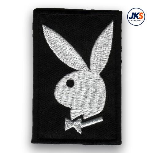 White Playboy Style Bunny Iron on Patch