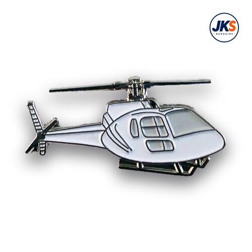White Helicopter Pin Badge