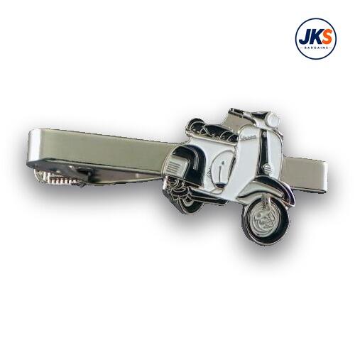 Black + White Scooter (style 2) Tie Clip