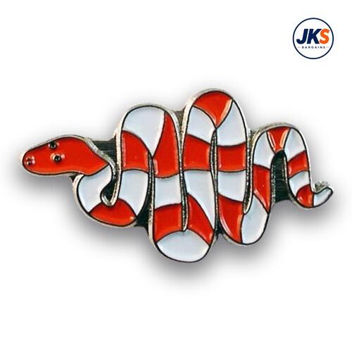 Red + White Banded Snake Pin Badge