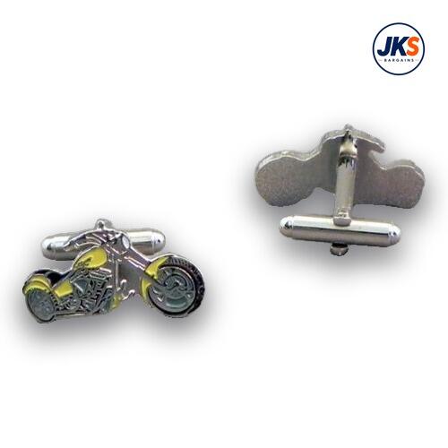 Yellow Chopper Style Motorbike Cufflinks