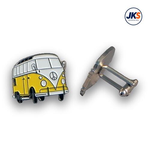 10 Pairs x Yellow Campervan Cufflinks