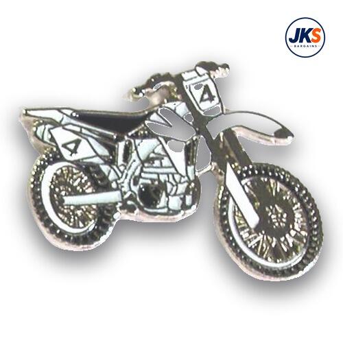 White Trials - Motocross Bike Pin Badge