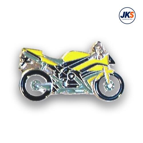20 x Yellow Sports Motorbike Pin Badges
