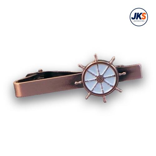 10 x Antique Copper Plated Ships Wheel Tie Clips